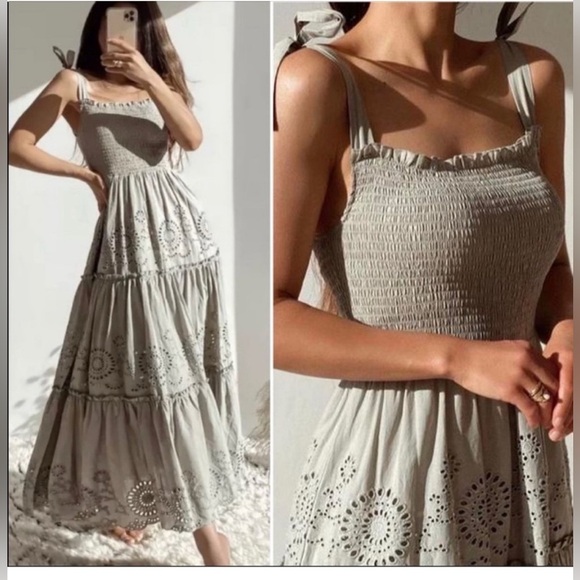 Zara Dresses & Skirts - Zara Openwork Embroidered Midi Dress Size L